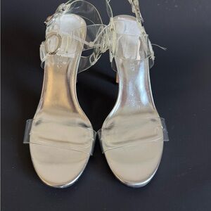 Karl Lagerfeld Silver Clear Strap Heels